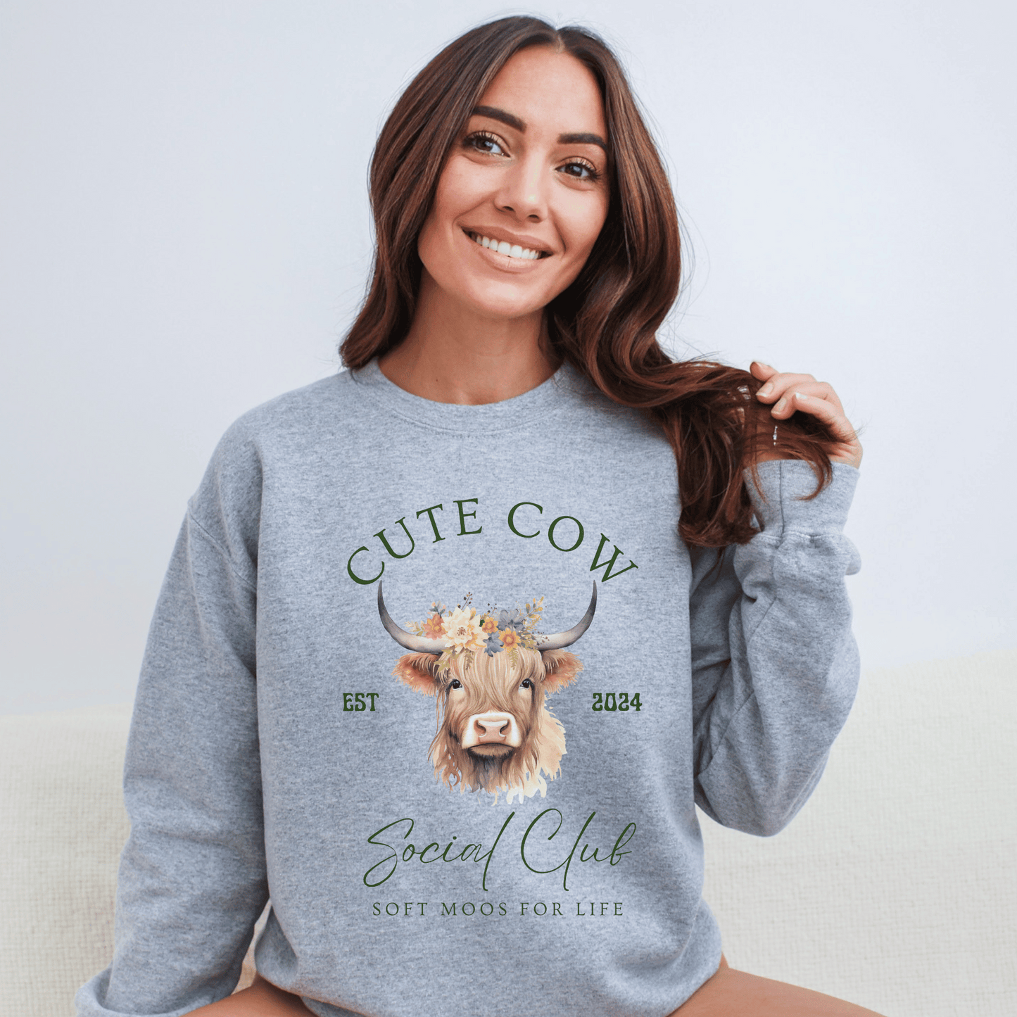 "New" Cute Cows Social Club Crew Neck