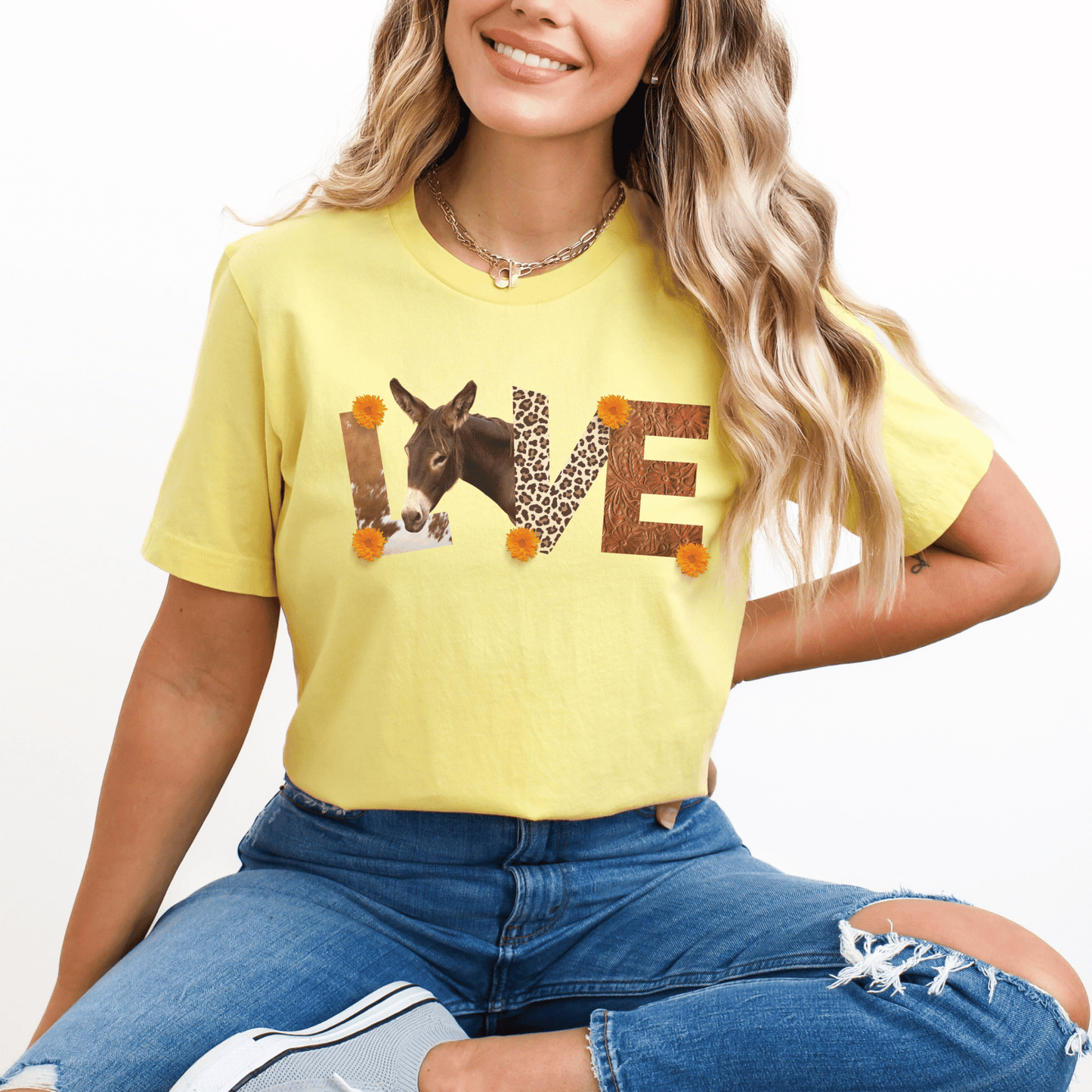 cute donkey love leather letters t-shirt is the perfect women's donkey tee for that country loving, lady&nbsp; or guy that loves a cute animal shirt.