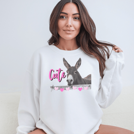 Cute Donkey looking over fence crewneck sweatshirt