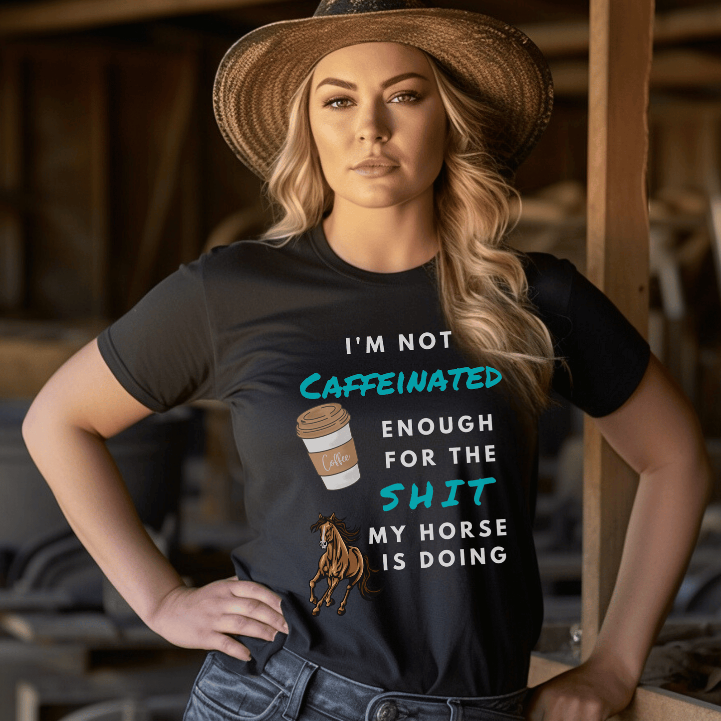 adorable Equestrian and Coffee Horse Shirt! This delightful tee is sure to be the perfect companion for all your horseback riding adventures and show your love for caffine and horses