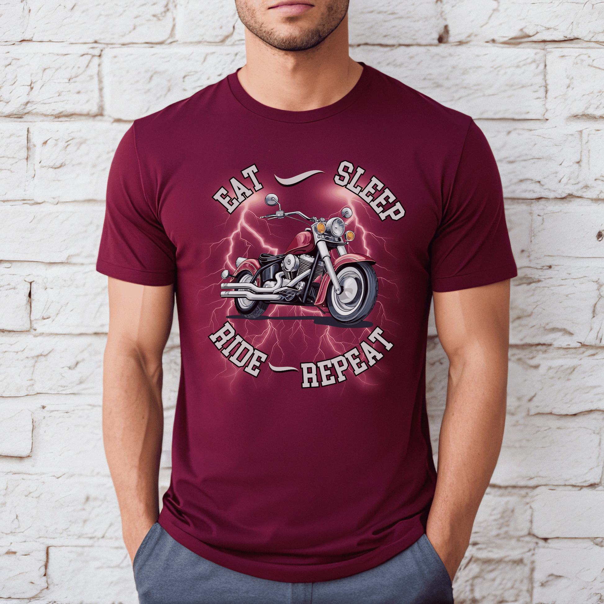 "Ride in Comfort, Live in Style: The Ultimate Biker Tee for Those Who Eat, Sleep, Ride, Repeat"