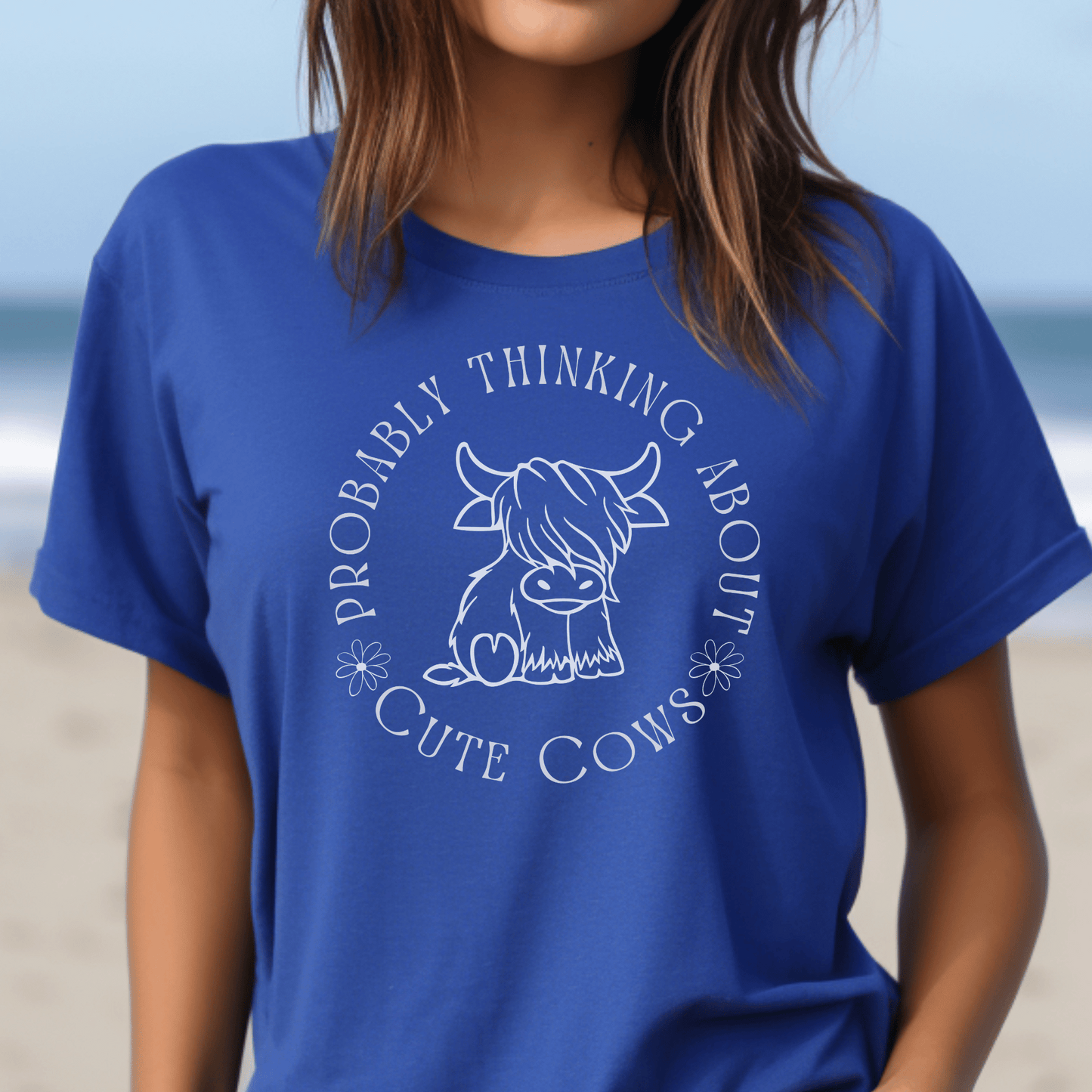 Adorable Cow Graphic Tee: Probably Thinking About Cute Cows