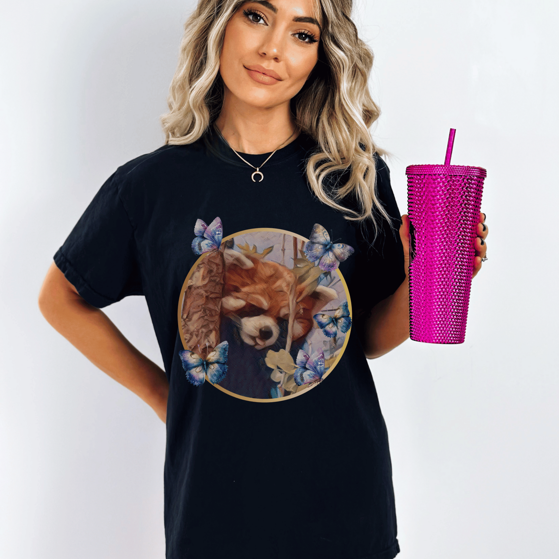 Red Panda Comfort Colors tee, the perfect addition to any nature enthusiast's wardrobe! This adorable tee features a vibrant red panda design nestled amongst a beautiful forest backdrop, creating a captivating and eye-catching look. Made with utmost care and printed on high-quality Comfort Colors t-shirt