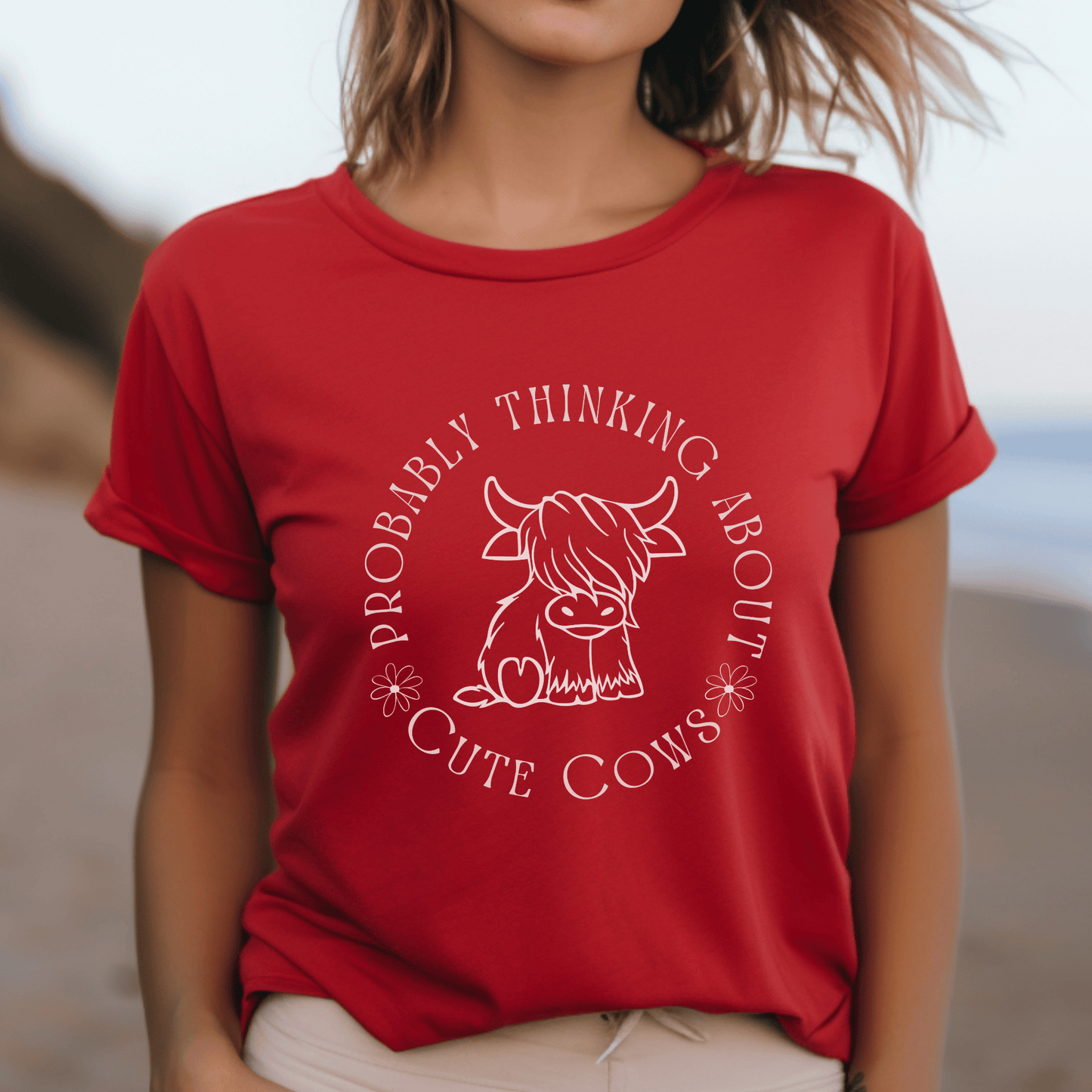 Adorable Cow Graphic Tee: Probably Thinking About Cute Cows