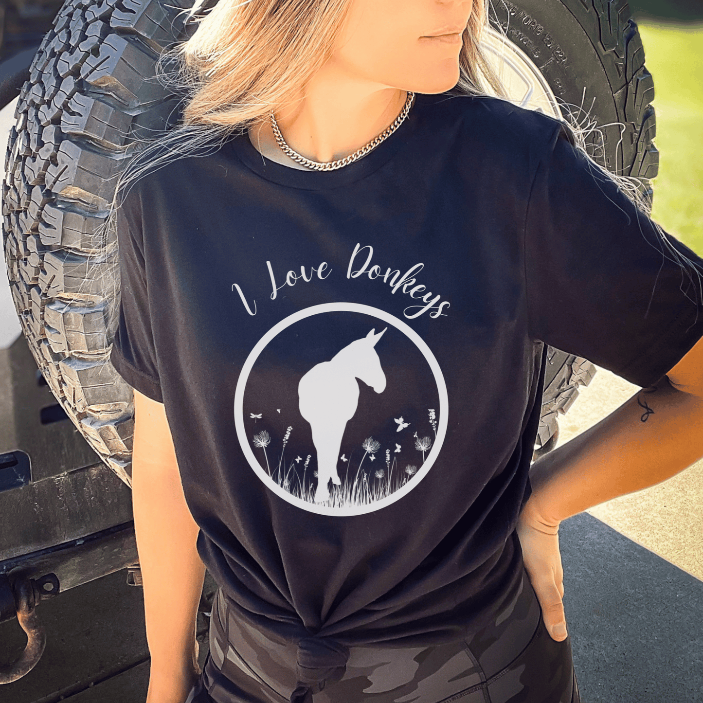 I love donkeys t-shirt is perfect for going anywhere or hanging out with your donkeys. This trend setting donkey design will make a great addition to your wardrobe and a unique gift for that special donkey loving person in your life. Everyone needs the perfect t-shirt to complement an everyday, laid-back look. The ideal top for so many occasions, this lightweight cotton tee will keep you comfy and looking smart.