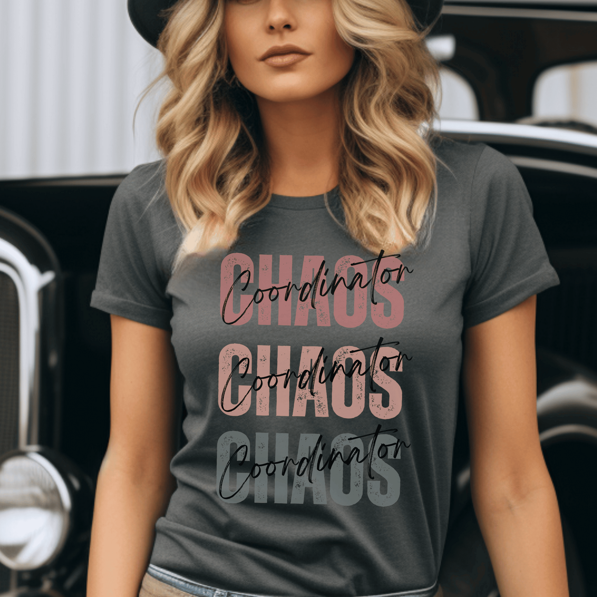  Chaos Coordinator in a stylish repeating design on a t-shirt.&nbsp; Embrace your inner chaos coordinator in style with this must-have wardrobe staple!