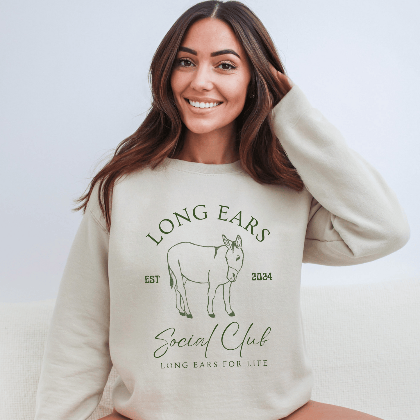 " New " Donkey Long  Ears Social Club Crew Neck Sweatshirt