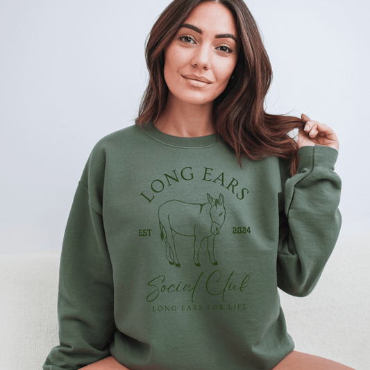 " New " Donkey Long  Ears Social Club Crew Neck Sweatshirt