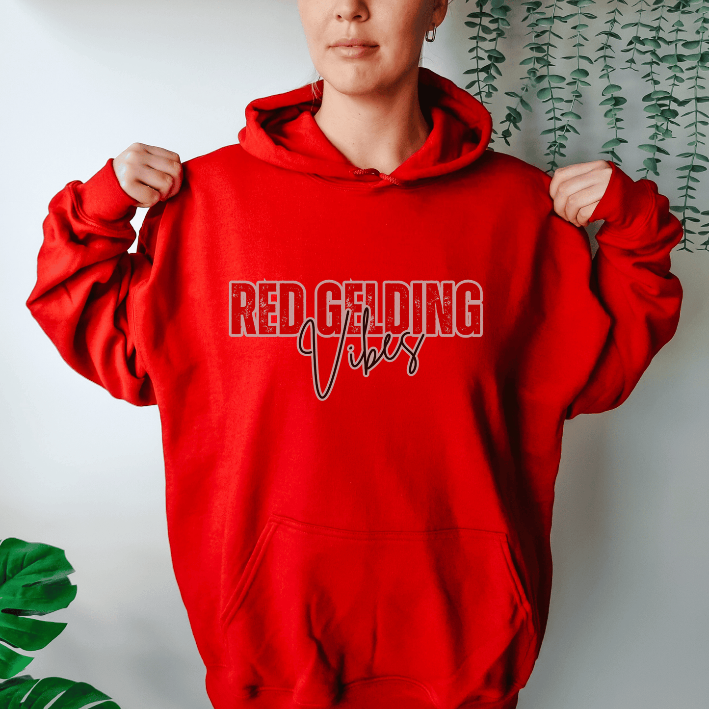 "New" Red Gelding Vibes Hoodie Horse Girl Sayings