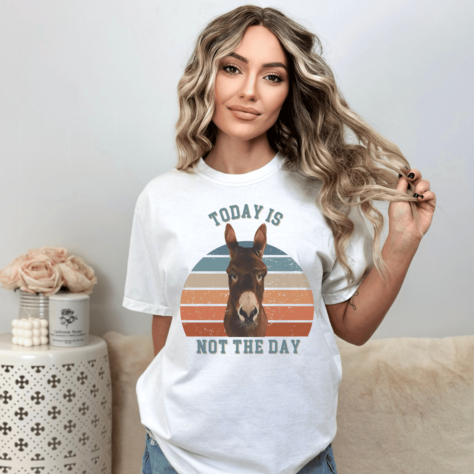 Add a touch of humor to your wardrobe with this Funny Donkey Comfort Colors tee! Made with high-quality, soft fabric, this t-shirt is as comfortable as it is stylish. Featuring a sassy Donkey saying 'Today is not the day' on the front, it's the perfect choice for those who want to make a statement.