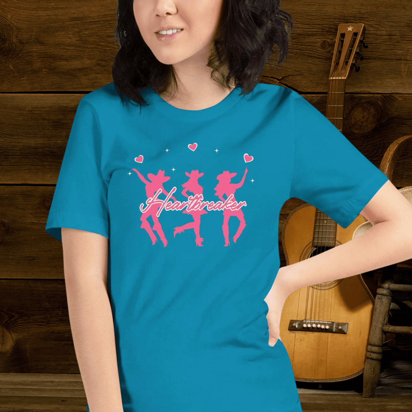 This trendy t-shirt with an eye-catching design features typography, adorned with intricate cowgirl elements. Whether you're out on the ranch or rocking the cowgirl style, this t-shirt is perfect for showing off your unique personality.