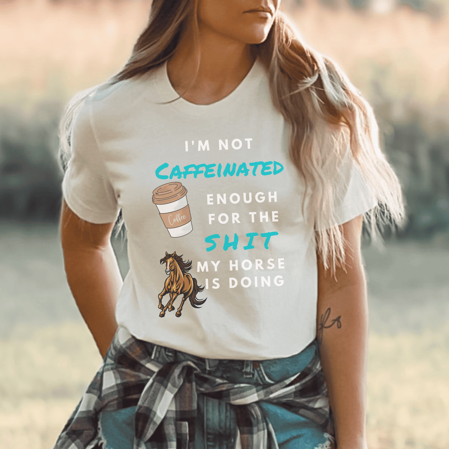 adorable Equestrian and Coffee Horse Shirt! This delightful tee is sure to be the perfect companion for all your horseback riding adventures and show your love for caffine and horses