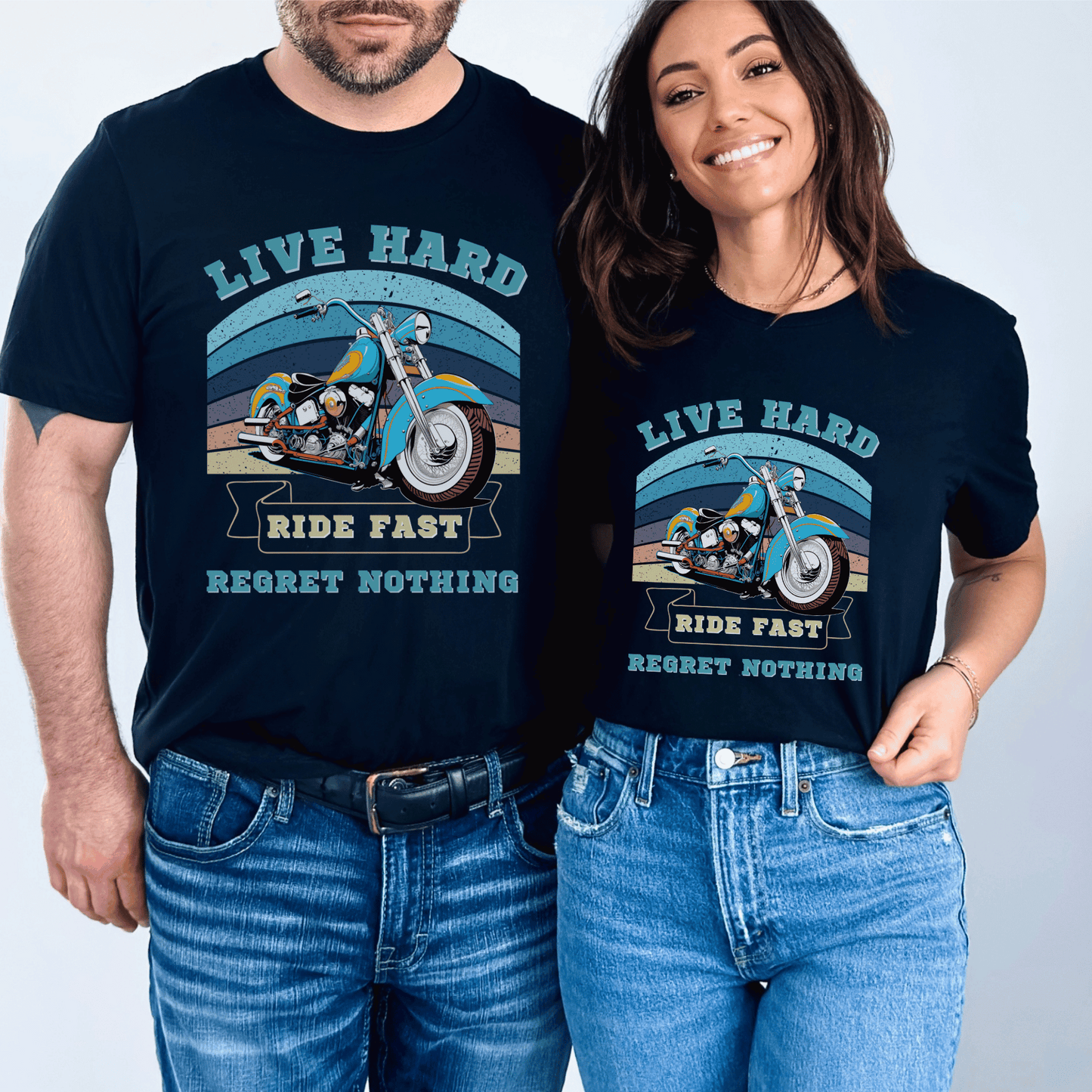 men's motorcycle tee - the ultimate biker shirt for the motorcycle rider who lives hard, rides fast, and has no regrets. This motorcycle graphic tee is the perfect addition to any biker's wardrobe, featuring a bold design that is sure to turn heads. 