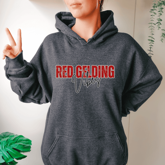 "New" Red Gelding Vibes Hoodie Horse Girl Sayings