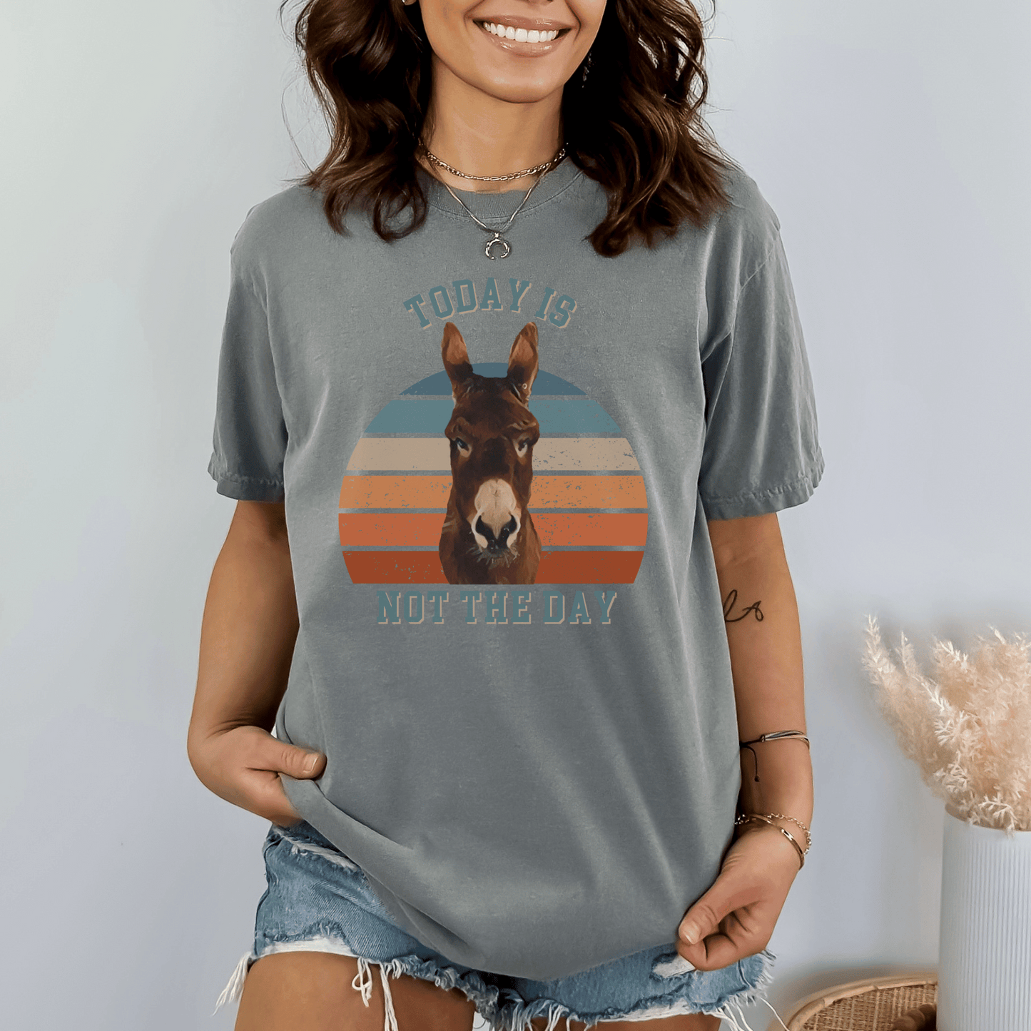 Add a touch of humor to your wardrobe with this Funny Donkey Comfort Colors tee! Made with high-quality, soft fabric, this t-shirt is as comfortable as it is stylish. Featuring a sassy Donkey saying 'Today is not the day' on the front, it's the perfect choice for those who want to make a statement.