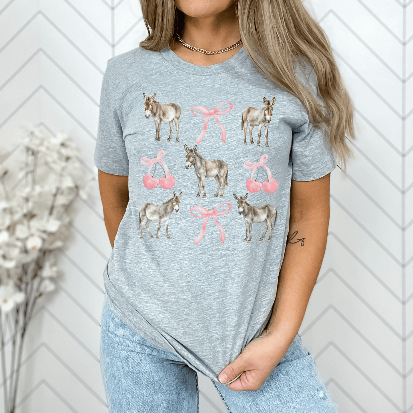 "New " Whimsical Donkey Graphic Tee - Cute Farm Animal Design