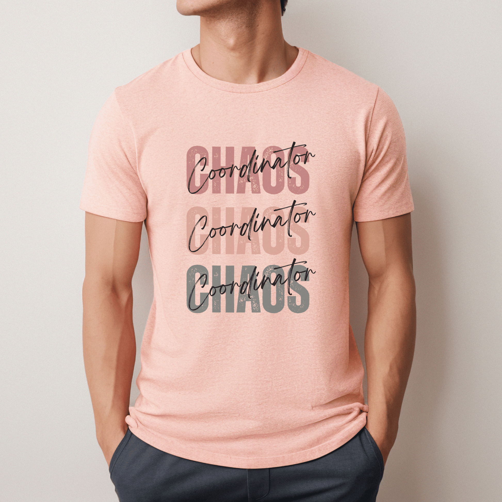 Chaos Coordinator in a stylish repeating design on a t-shirt.&nbsp; Embrace your inner chaos coordinator in style with this must-have wardrobe staple!