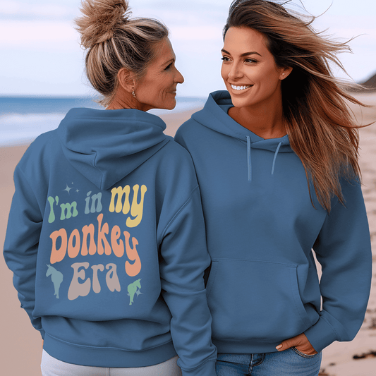 Pull Over hoodie with a cute retro design that says I'm in my Donkey era.