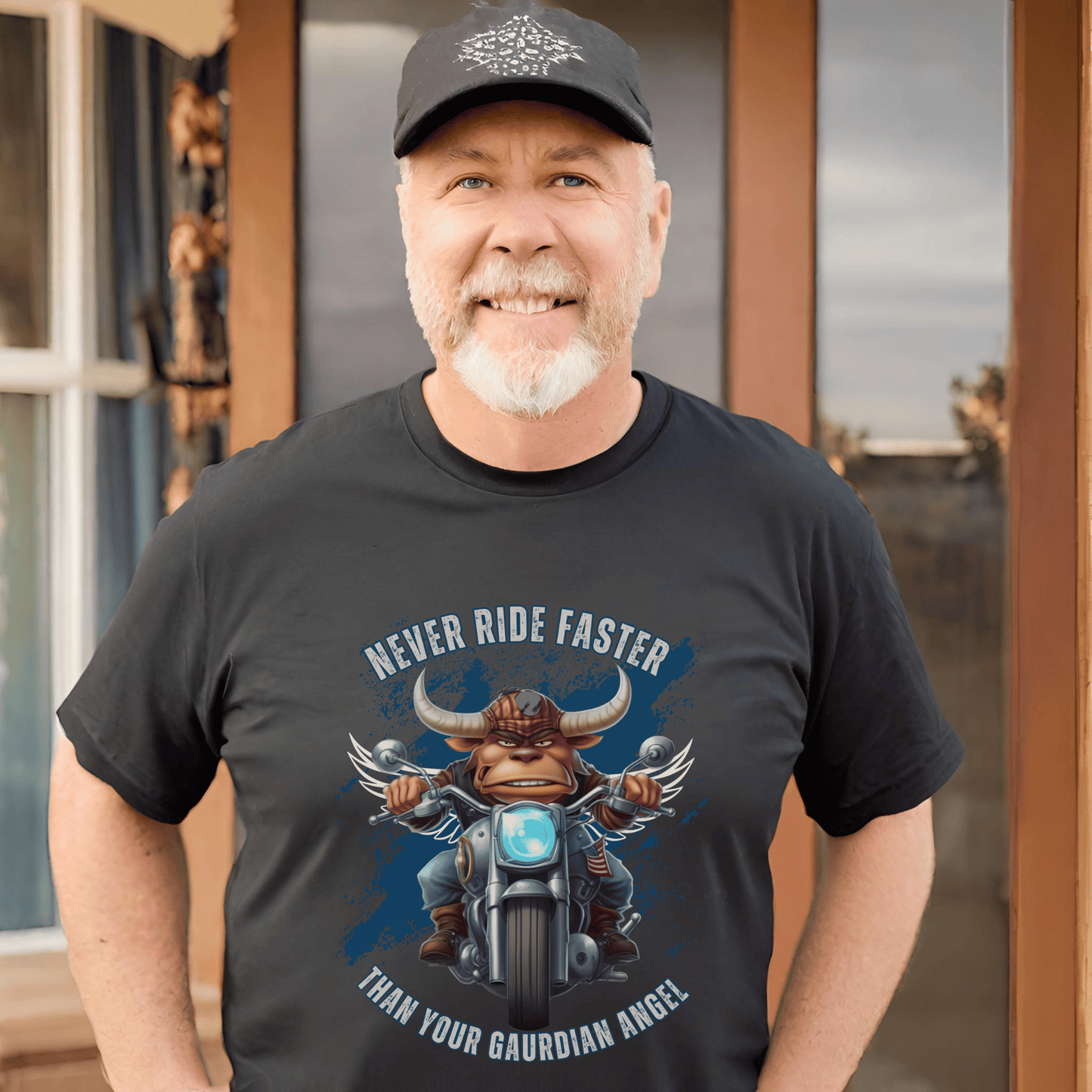 "New" Never Ride Faster Than Your Angel Motorcycle t-shirt