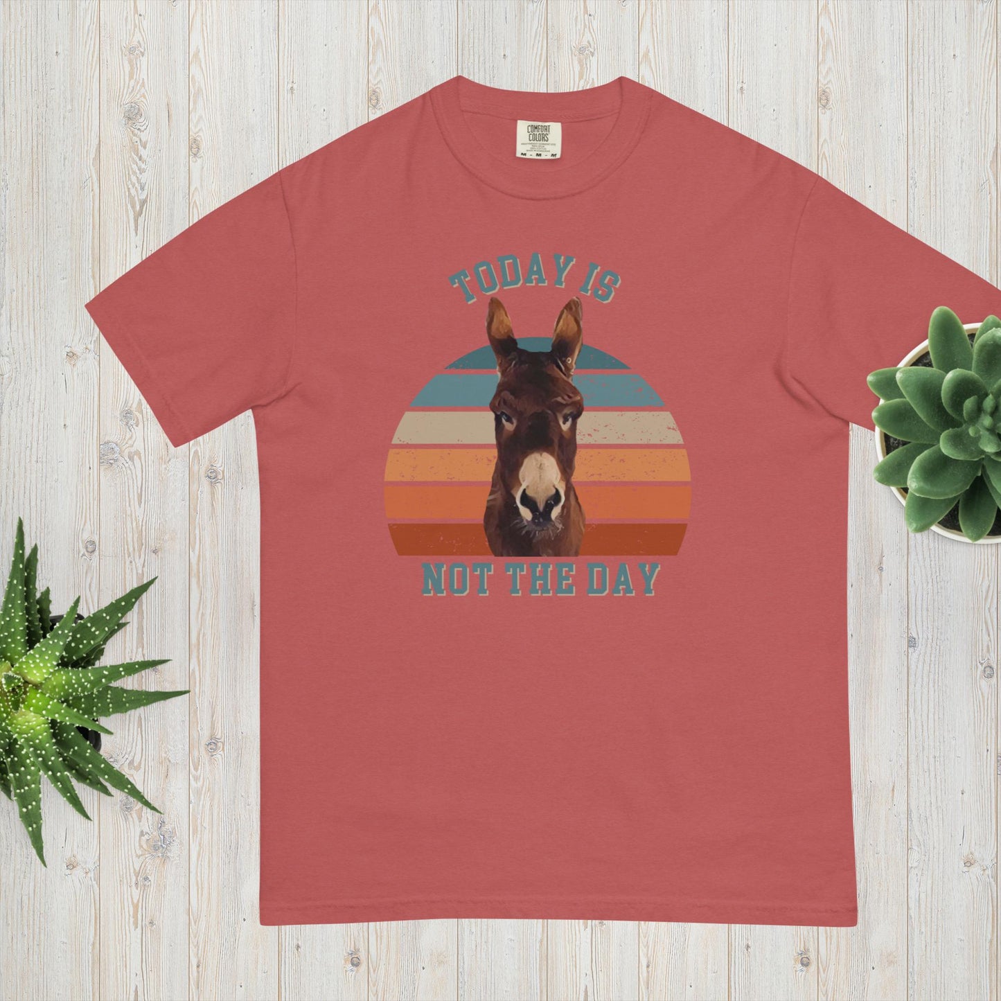 Add a touch of humor to your wardrobe with this Funny Donkey Comfort Colors tee! Made with high-quality, soft fabric, this t-shirt is as comfortable as it is stylish. Featuring a sassy Donkey saying 'Today is not the day' on the front, it's the perfect choice for those who want to make a statement.