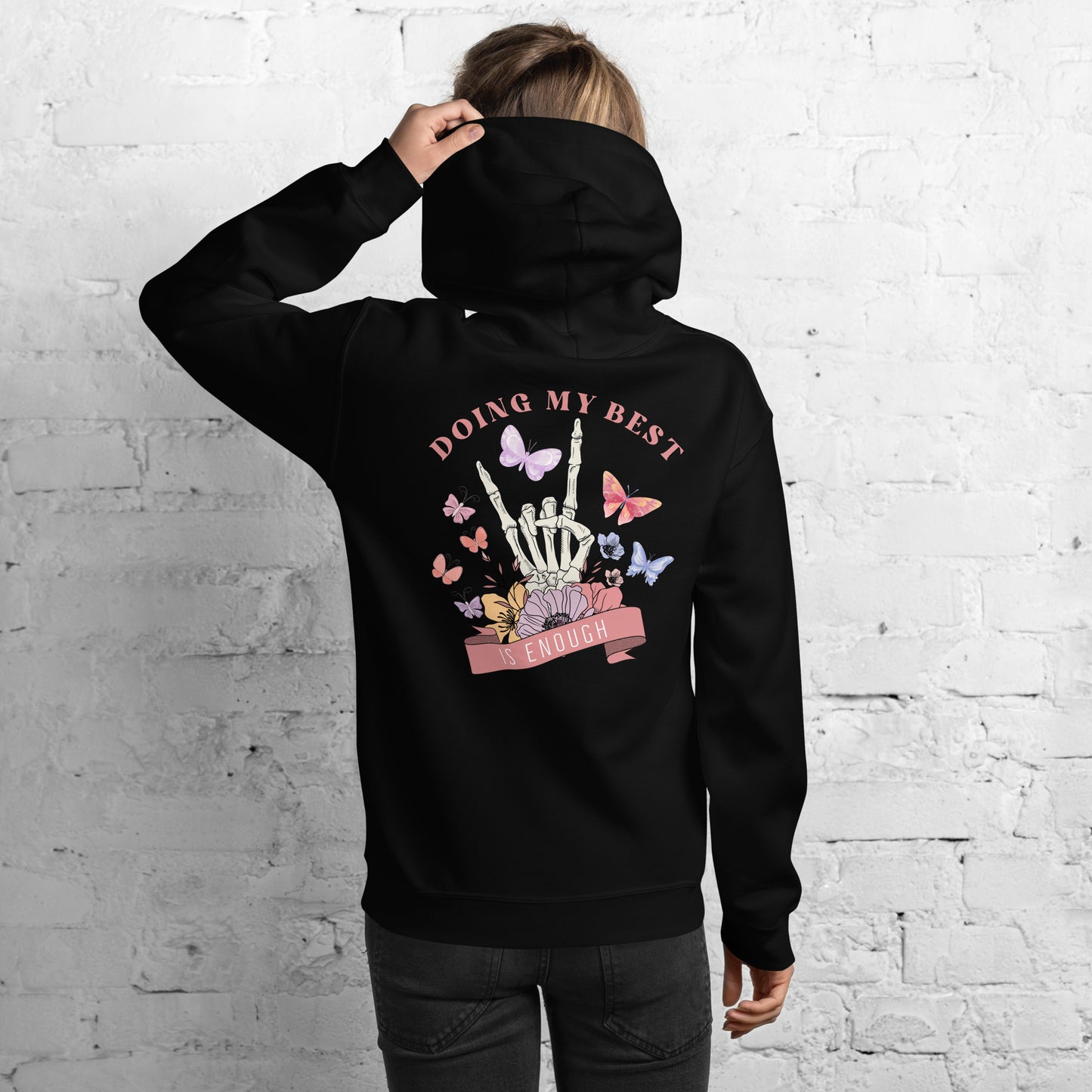 Skeleton Hand Peace Sign Saying Hoodie