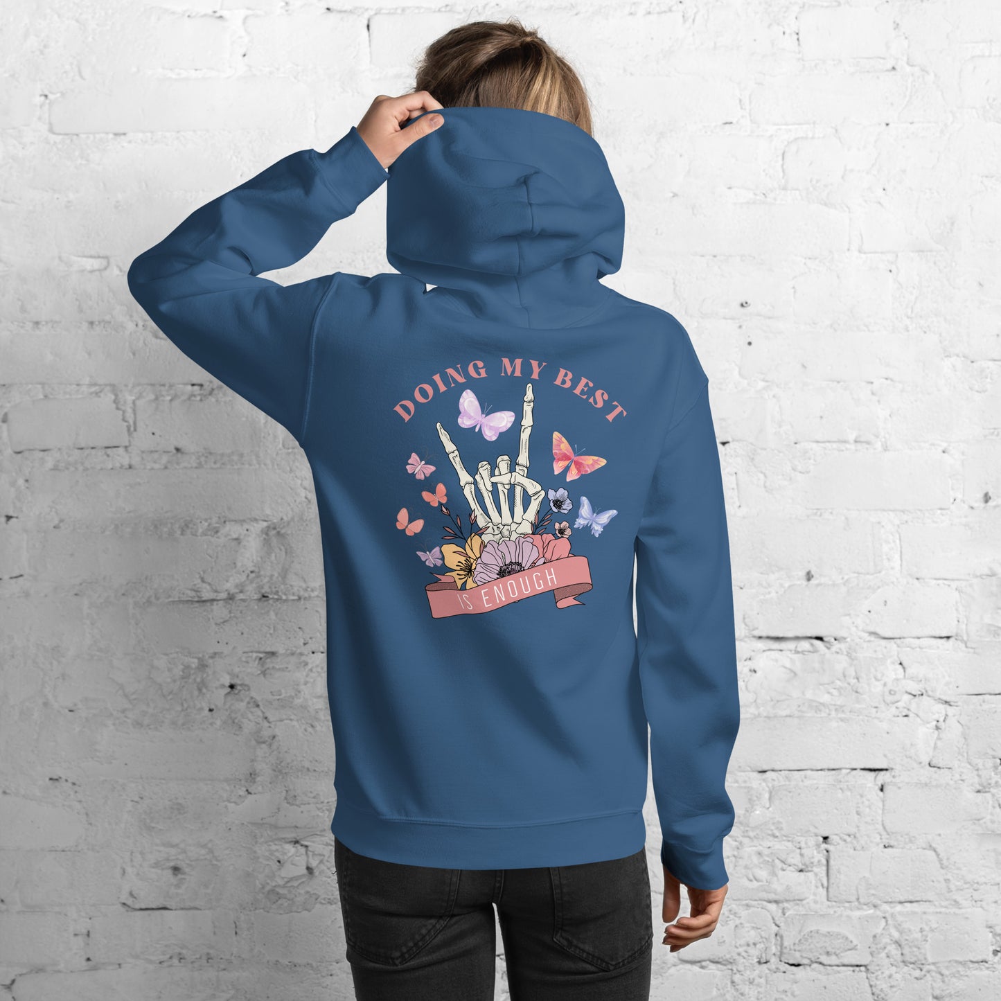 Skeleton Hand Peace Sign Saying Hoodie