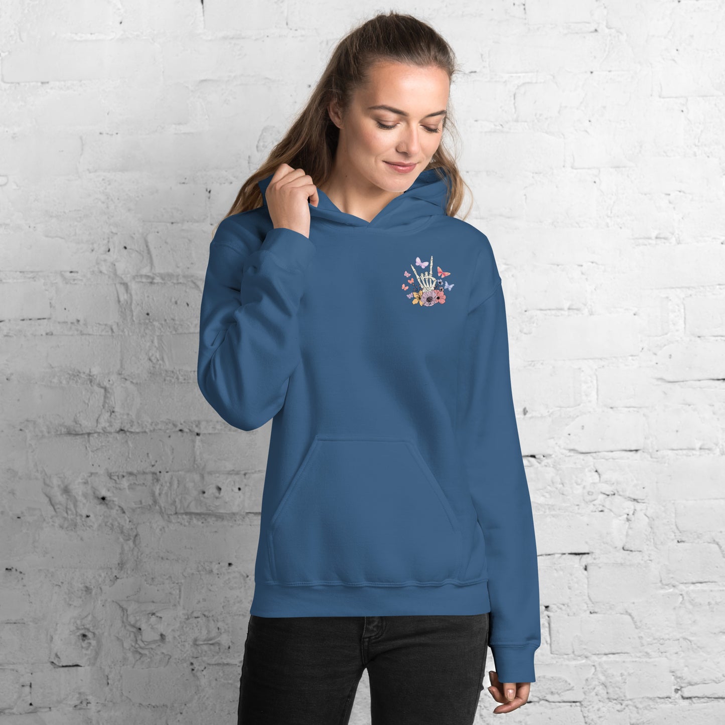 Skeleton Hand Peace Sign Saying Hoodie