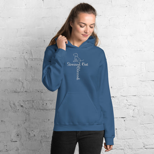 "New" Stressed but Blessed Dog Outline Hoodie