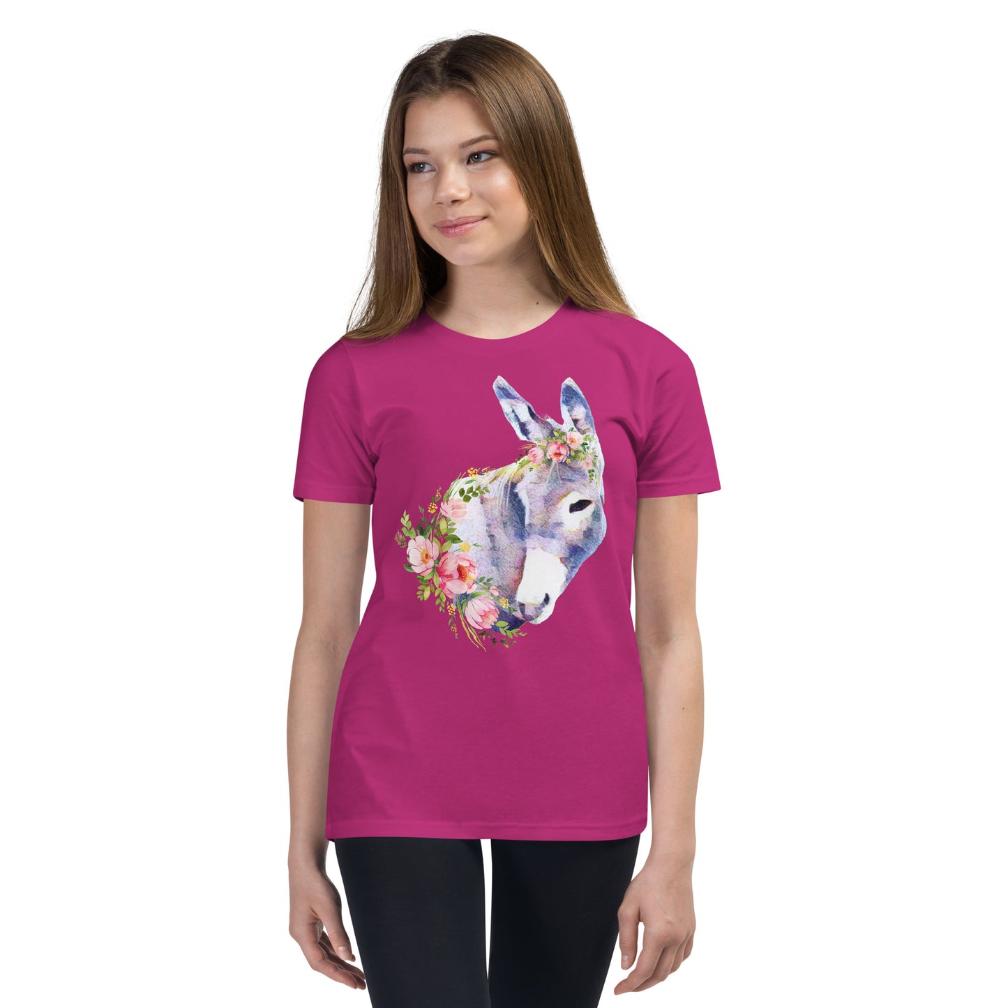 Youth Donkey and Flowers T-shirt