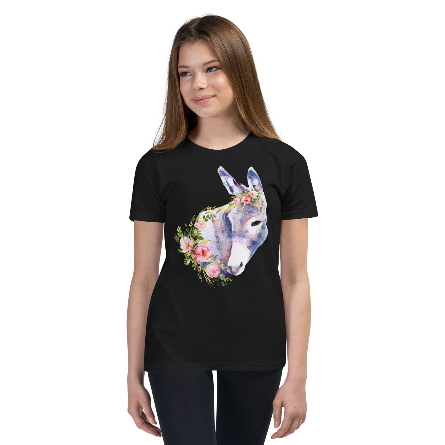 Youth Donkey and Flowers T-shirt