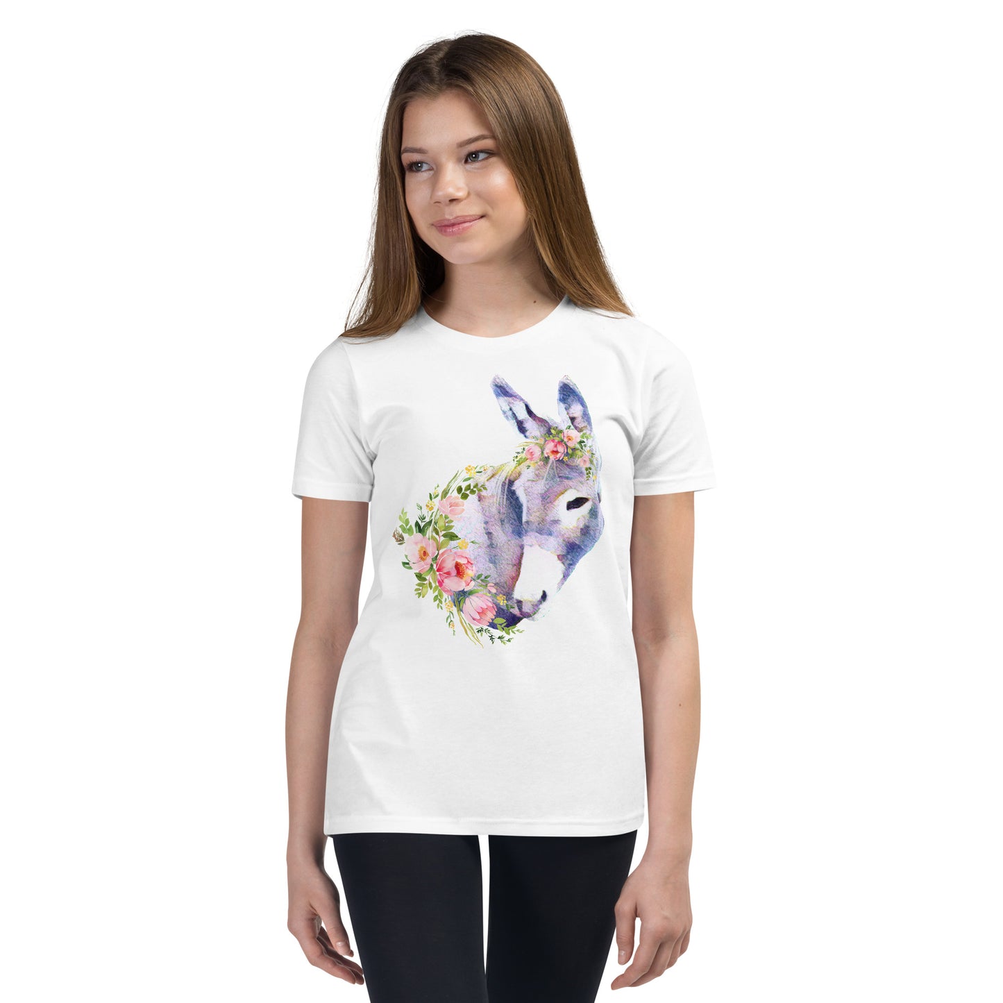 Youth Donkey and Flowers T-shirt