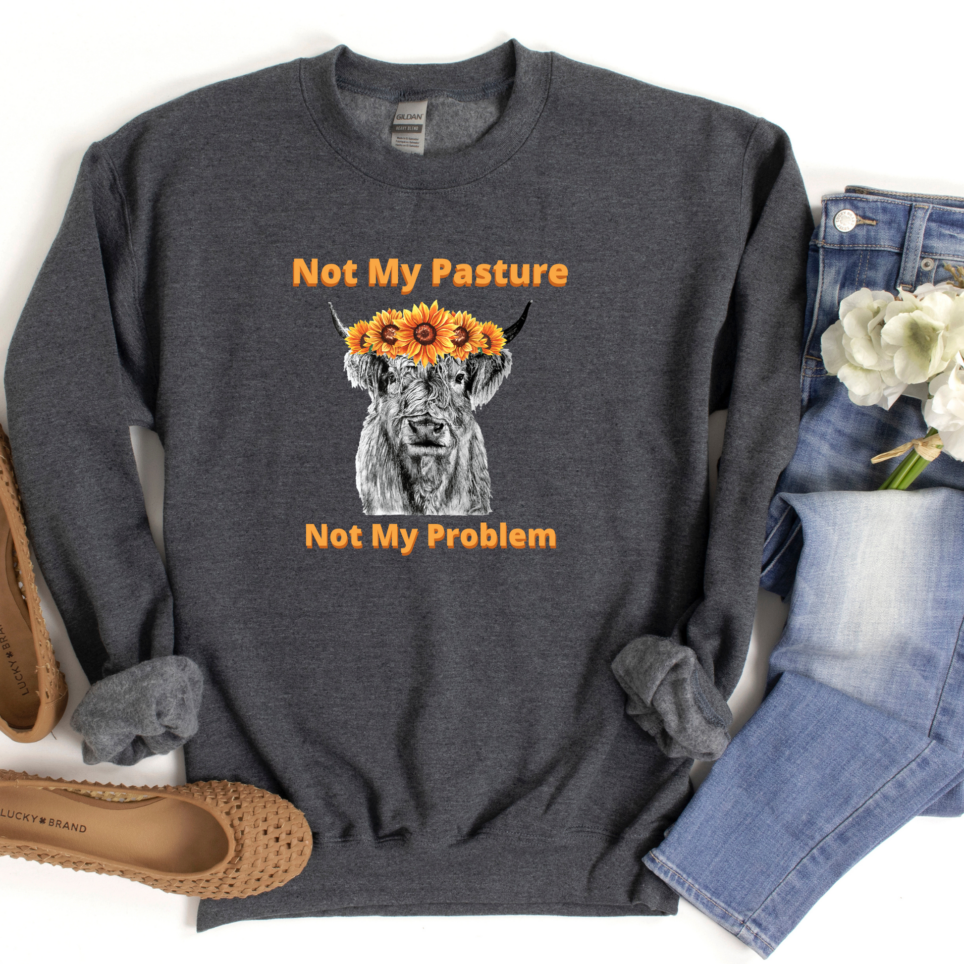 Not pasture not my problem  dark heather grey sweatshirt